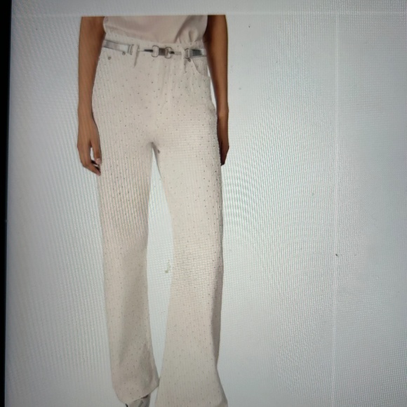 Maje wide leg rhinestone jeans - Picture 1 of 3